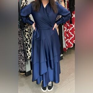 NWT Gavano Qualitaly royal blue wrapped layer dress